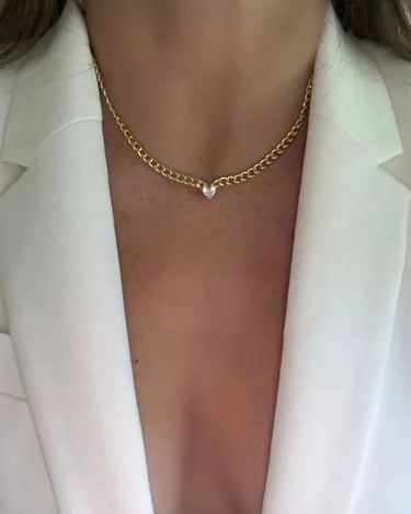 Heart Diamond Cuban Necklace - Evergleam Jewelry
