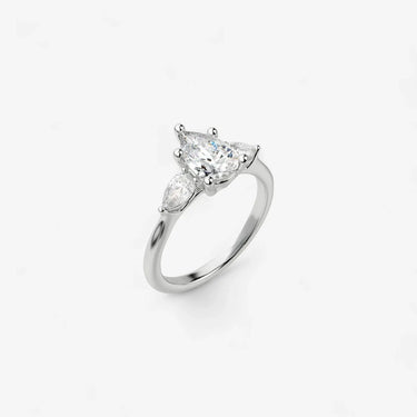Pear Sheap Three Stone Engagement Ring - Evergleam Jewelry