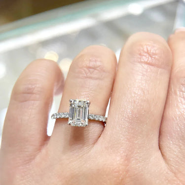 Emerald Cut Engagement Ring with Side Accents - Evergleam Jewelry