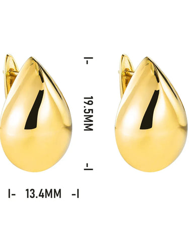 Pure 18K Gold Pawnable Earrings 18k Real Gold Water Drop Shaped Ear Stud Wholesale Earrings saudi gold jewelry pawnable 18k - Evergleam Jewelry