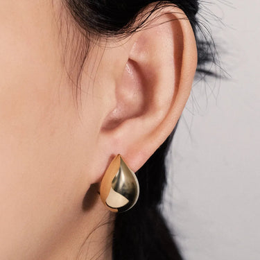 Pure 18K Gold Pawnable Earrings 18k Real Gold Water Drop Shaped Ear Stud Wholesale Earrings saudi gold jewelry pawnable 18k - Evergleam Jewelry
