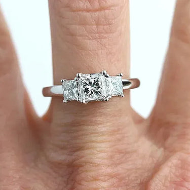 Three Stone Engagement Ring Princess cut - Evergleam Jewelry