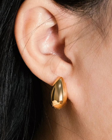Fine 18k Pure Gold U-Shaped Huggie Hoop Stud Earrings Big Hollow Oval Design with Certificate Authentic Jewelry - Evergleam Jewelry