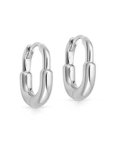 LOZRUNVE Fashion Jewelry Supplier 925 Sterling Silver Two Plating Tone Chunky Oval Huggie Hoop Earring Set - Evergleam Jewelry