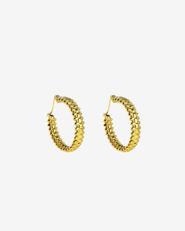 Pure 18K Gold Pawnable Earrings 18k Real Gold Rivet Earrings hollow Chain Earrings saudi gold jewelry pawnable 18k - Evergleam Jewelry