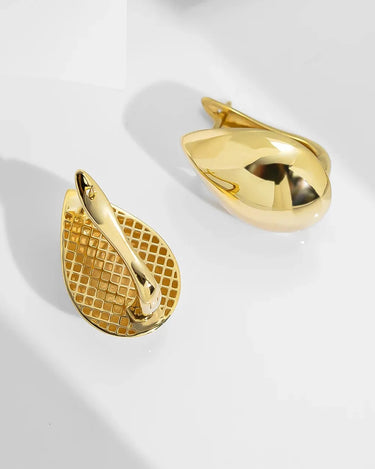 Pure 18K Gold Pawnable Earrings 18k Real Gold Water Drop Shaped Ear Stud Wholesale Earrings saudi gold jewelry pawnable 18k - Evergleam Jewelry