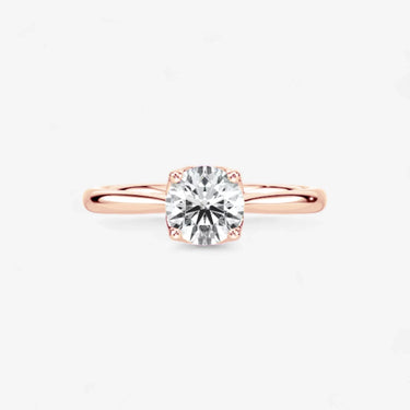 #18K Rose Gold-Blonde Solitaire Engagement Ring-Cathedral Setting Evergleam