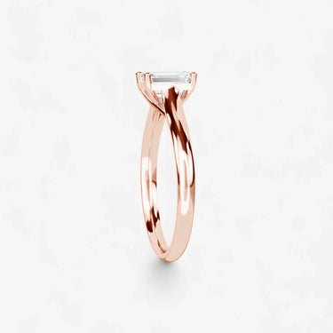 #18K Rose Gold-Blonde Solitaire Engagement Ring Emerald Cut Evergleam