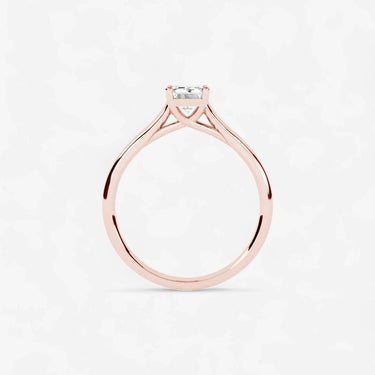 #18K Rose Gold-Blonde Solitaire Engagement Ring Emerald Cut Evergleam
