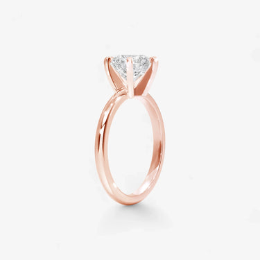 #18K Rose Gold-Blonde Solitaire Engagement Ring V-Shape Setting Round Cut Evergleam