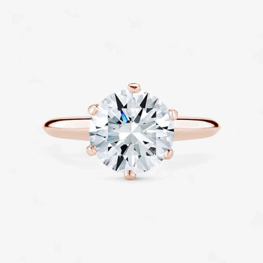 #18K Rose Gold-Blonde Solitaire Engagement Ring V-Shape Setting Round Cut Evergleam