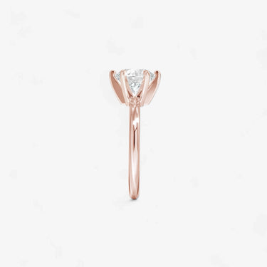 #18K Rose Gold-Blonde Solitaire Engagement Ring V-Shape Setting Round Cut Evergleam