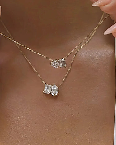 Double Stone Lab Grown Diamond Necklace - Evergleam Jewelry