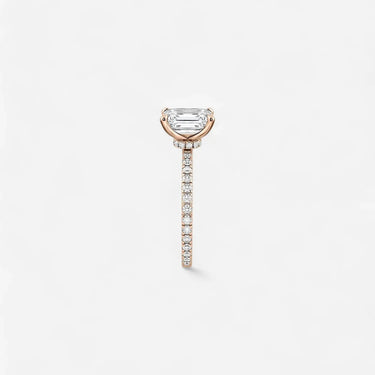 Emerald Cut Engagement Ring with Hidden Halo Side Accent - Evergleam Jewelry