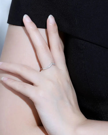 Anster Wholesale S925 Moissanite Simple Design Ring V Shape Guard Ring Customized Accept - Evergleam Jewelry