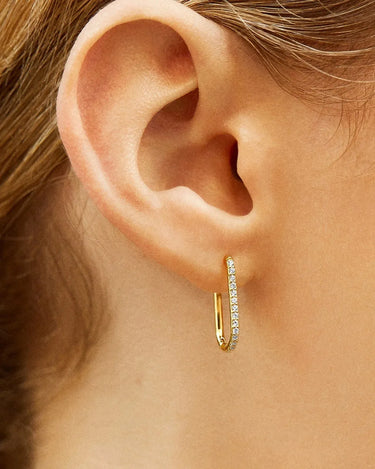 LOZRUNVE 925 Sterling Silver Simple 18k Gold Large Oval Huggie Hoop Earring - Evergleam Jewelry