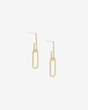 Luxury Jewel 925 Silver Fashon Pave Double Chain Link Drop Stud Earring Bijoux - Evergleam Jewelry