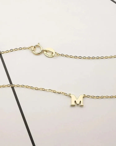 Trendy 9K Solid Gold Initial Letter name chain Necklace Customized Letter Name Necklace Real Gold Jewelry - Evergleam Jewelry
