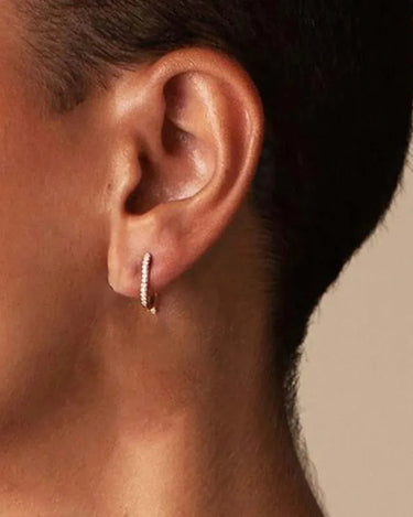 LOZRUNVE 925 Sterling Silver Pave Diamond Wave Huggie Hoop Earring - Evergleam Jewelry