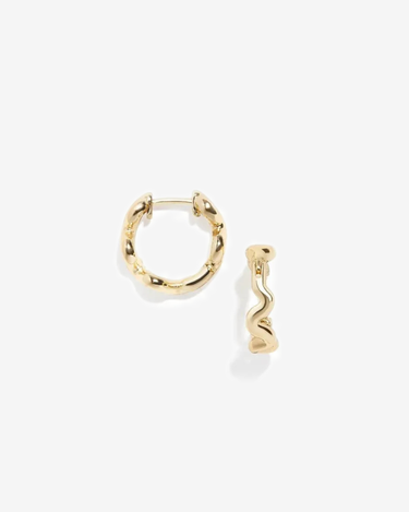 New Design Jewelry Manufacturer 18k Gold Plating 925 Silver Plain Wave Huggie Hoop Earrings - Evergleam Jewelry