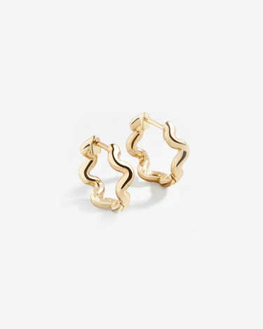 New Design Jewelry Manufacturer 18k Gold Plating 925 Silver Plain Wave Huggie Hoop Earrings - Evergleam Jewelry