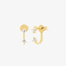 LOZRUNVE 18k Gold Double Stone CZ Hook Stud Earring 925 Sterling Silver - Evergleam Jewelry