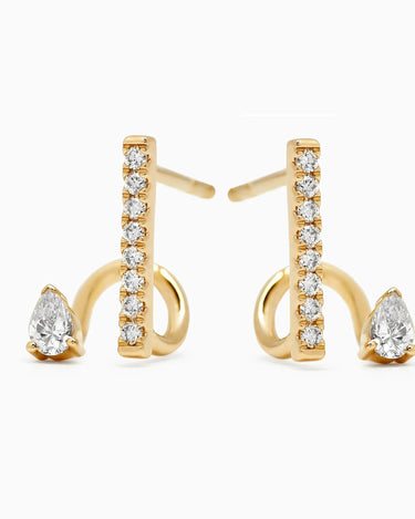 LOZRUNVE Women Jewelry Accessories Delicate Pear Crystal Pave Bar Spiral Stud Earring - Evergleam Jewelry