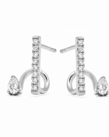 LOZRUNVE Women Jewelry Accessories Delicate Pear Crystal Pave Bar Spiral Stud Earring - Evergleam Jewelry