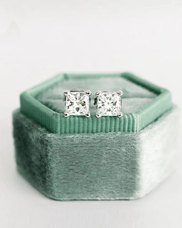 Unique Diamond Earrings 14K White Gold Lab Diamonds Earring Studs VVS Diamond Earrings - Evergleam Jewelry