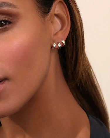 LOZRUNVE 925 Sterling Silver Elegant Minimalist Smooth Wide Huggie Earring - Evergleam Jewelry