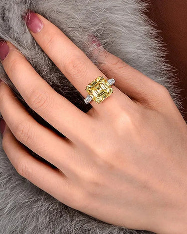 Sterling Silver Rings 925 Colorful Gems Asscher Cut Simulated Diamond Ring 5A Zircon Women Fashion Jewelry Ready to Ship - Evergleam Jewelry