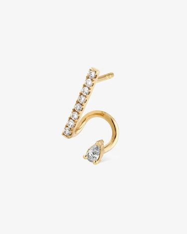 LOZRUNVE Women Jewelry Accessories Delicate Pear Crystal Pave Bar Spiral Stud Earring - Evergleam Jewelry