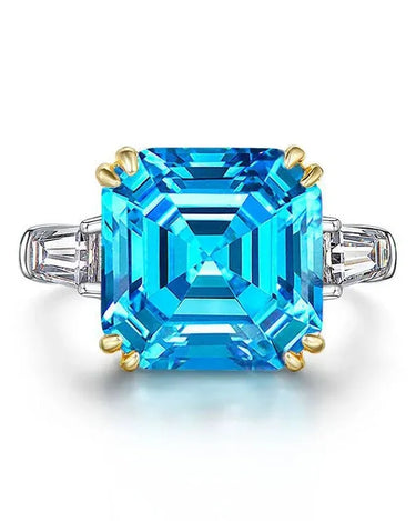 Sterling Silver Rings 925 Colorful Gems Asscher Cut Simulated Diamond Ring 5A Zircon Women Fashion Jewelry Ready to Ship - Evergleam Jewelry