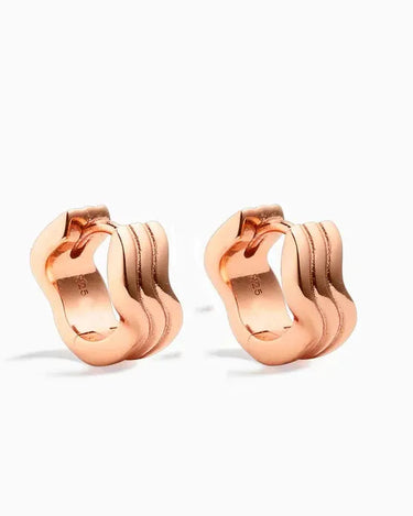 LOZRUNVE Fashion Jewelry 925 Silver Designer Inspired Wave Bold Huggie Hoop Earring - Evergleam Jewelry