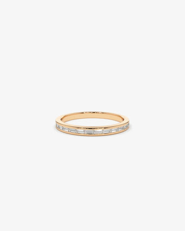 VLOVE Gold Jewelry Custom Design Rings 14K Channel Set Baguette Diamond Band - Evergleam Jewelry