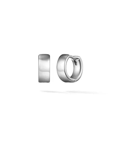 LOZRUNVE 925 Sterling Silver Elegant Minimalist Smooth Wide Huggie Earring - Evergleam Jewelry