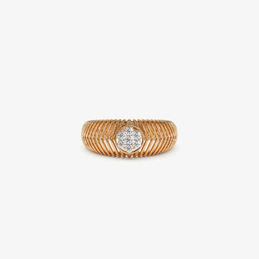 VLOVE Fine Custom Jewelry Diamond Rings Jewelry 14k Unique Ribbed Illusion Setting Diamond Ring - Evergleam Jewelry