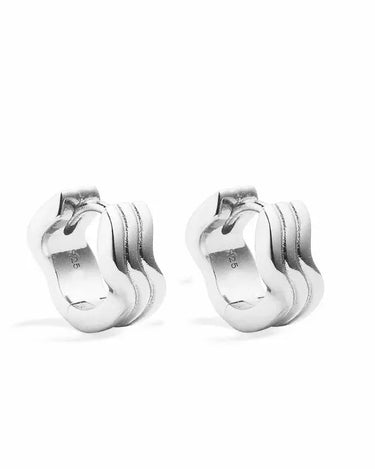 LOZRUNVE Fashion Jewelry 925 Silver Designer Inspired Wave Bold Huggie Hoop Earring - Evergleam Jewelry