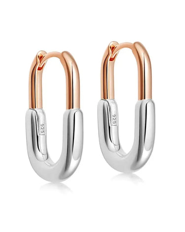 LOZRUNVE Fashion Designer Jewelry 925 Sterling Silver Gold Plated Minimalist U Shape Hoop Earring - Evergleam Jewelry