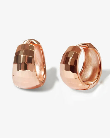 LOZRUNVE Sterling Silver 925 Fashion Texture Minimalist Thick Chunky Wide Dome Open Hoop Earring - Evergleam Jewelry