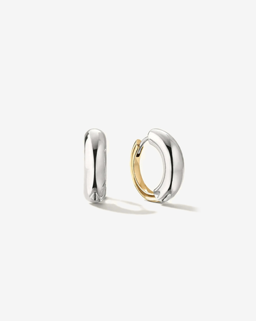 LOZRUNVE 925 Sterling Silver Gold High Quality Chunky Dome Tube Hoop Earring - Evergleam Jewelry