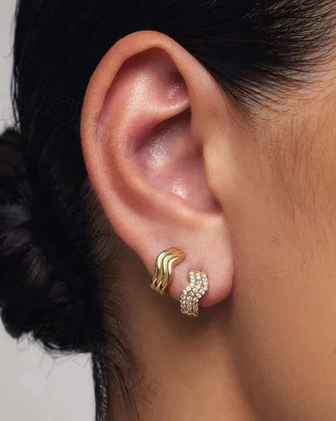 LOZRUNVE Fashion Jewelry 925 Silver Designer Inspired Wave Bold Huggie Hoop Earring - Evergleam Jewelry