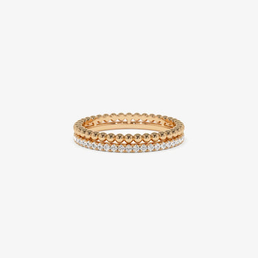 VLOVE Diamond Jewelry Manufacturer Diamond Rings Jewelry 14K Stacked Beaded Ring with Diamond Ring - Evergleam Jewelry
