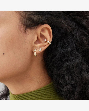 LOZRUNVE Punk Cip On Earring Jewelry Silver 925 Bezel Marquise Chunky Dome Ear Cuff for No Pierced Ear - Evergleam Jewelry