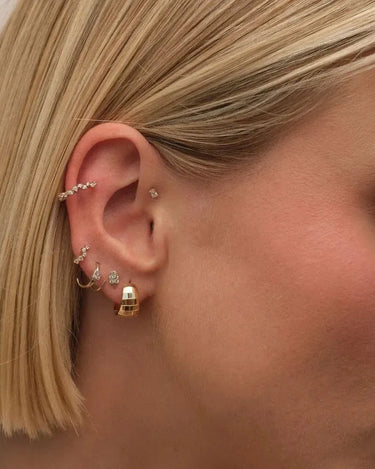 LOZRUNVE Sterling Silver 925 Fashion Texture Minimalist Thick Chunky Wide Dome Open Hoop Earring - Evergleam Jewelry