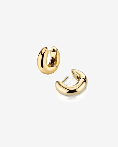 Bohemian Jewelry 925 Silver Smooth Plain Small Huggie Earring Gold Plated - Evergleam Jewelry