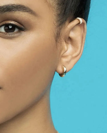 Bohemian Jewelry 925 Silver Smooth Plain Small Huggie Earring Gold Plated - Evergleam Jewelry