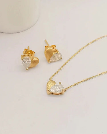 Heart Shape Pedant Necklaces with Pear Diamond - Evergleam Jewelry