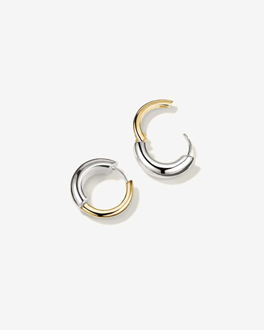 LOZRUNVE 925 Sterling Silver Gold High Quality Chunky Dome Tube Hoop Earring - Evergleam Jewelry
