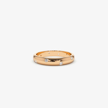 VLOVE Fine Luxury Jewelry Diamond Rings Jewelry 14k 3MM Dome Burnish Setting Women's Wedding Ring - Evergleam Jewelry